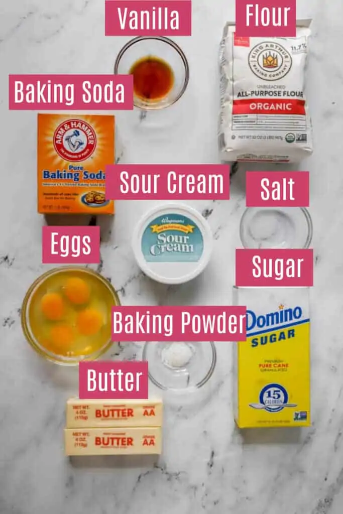 ingredients for sour cream pound cake