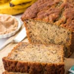 sliced banana bread loaf