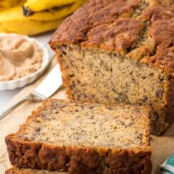 sliced banana bread loaf
