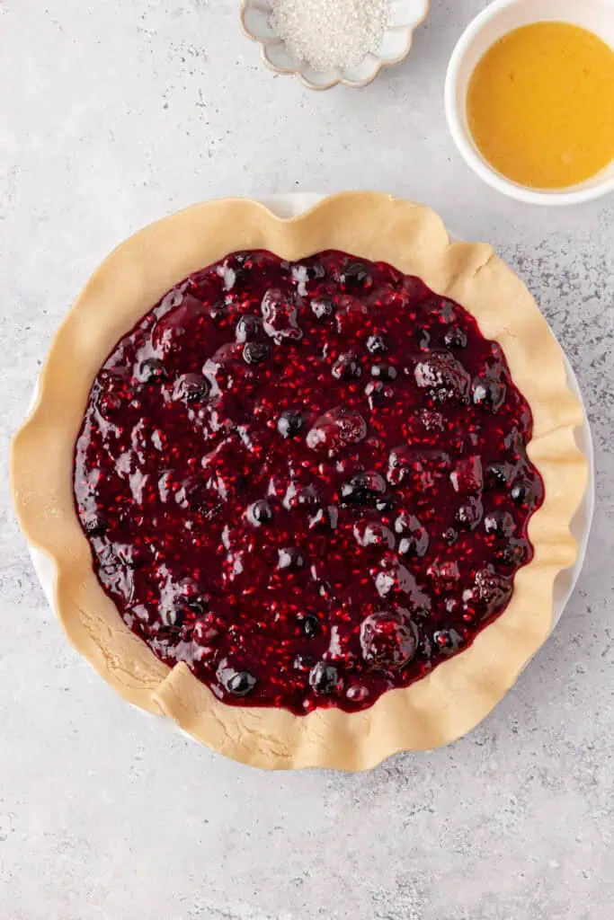 berry filling added to pie crust