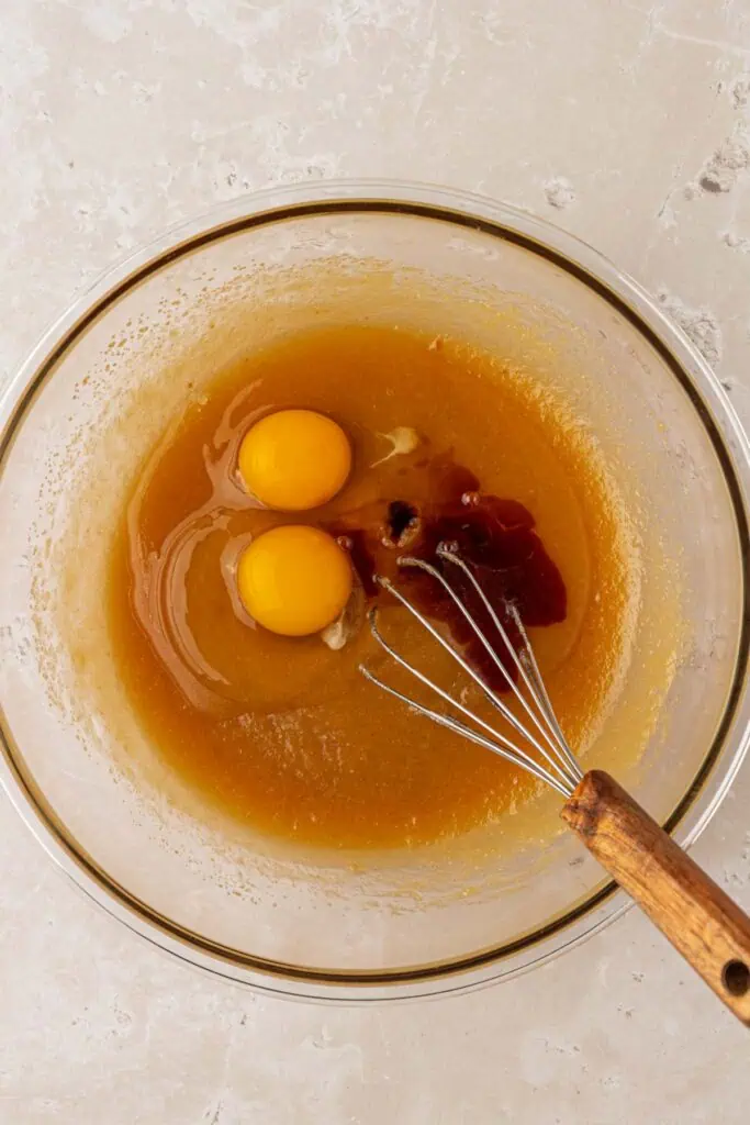 eggs and vanilla added to cookie dough