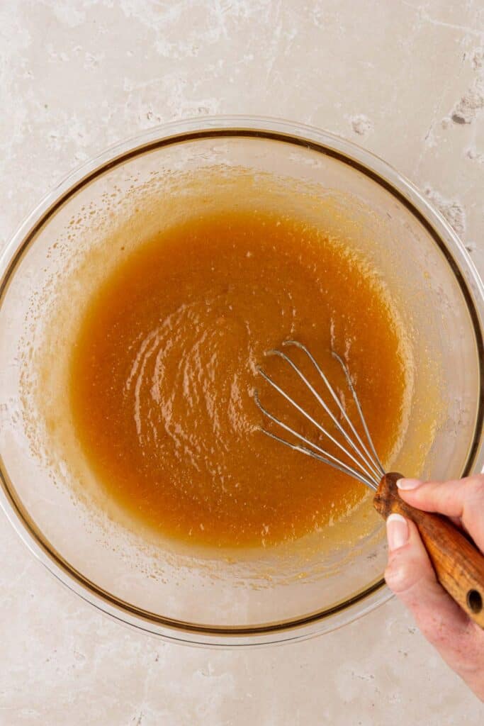 melted butter and sugars  whisked together