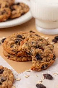 three oatmeal raisin cookies