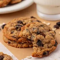three oatmeal raisin cookies