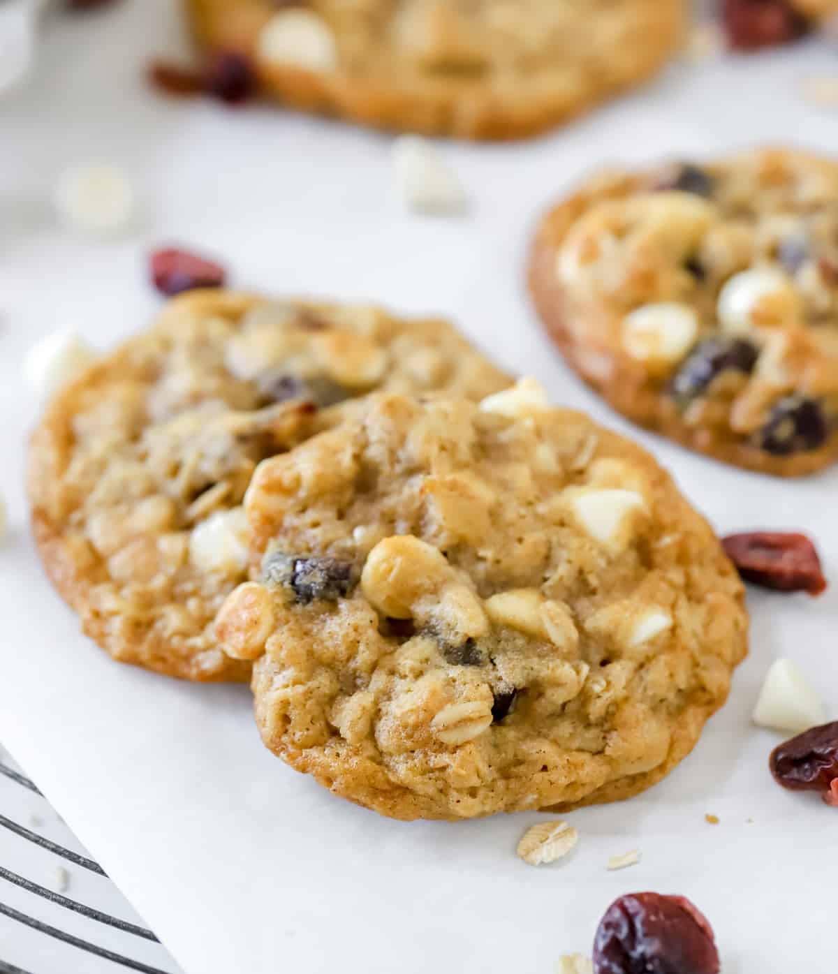 White Chocolate Cranberry Oatmeal Cookies - Boston Girl Bakes