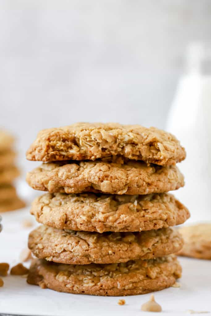 stack of peanut butter oatmeal cookies