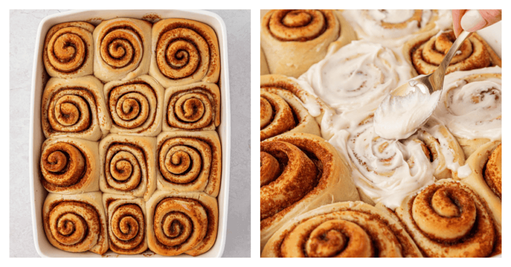 baked rolls topped with icing