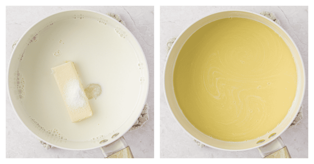 butter and milk heated in a saucepan