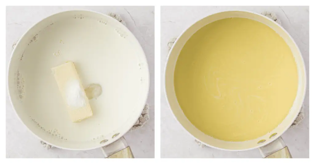 butter and milk heated in a saucepan