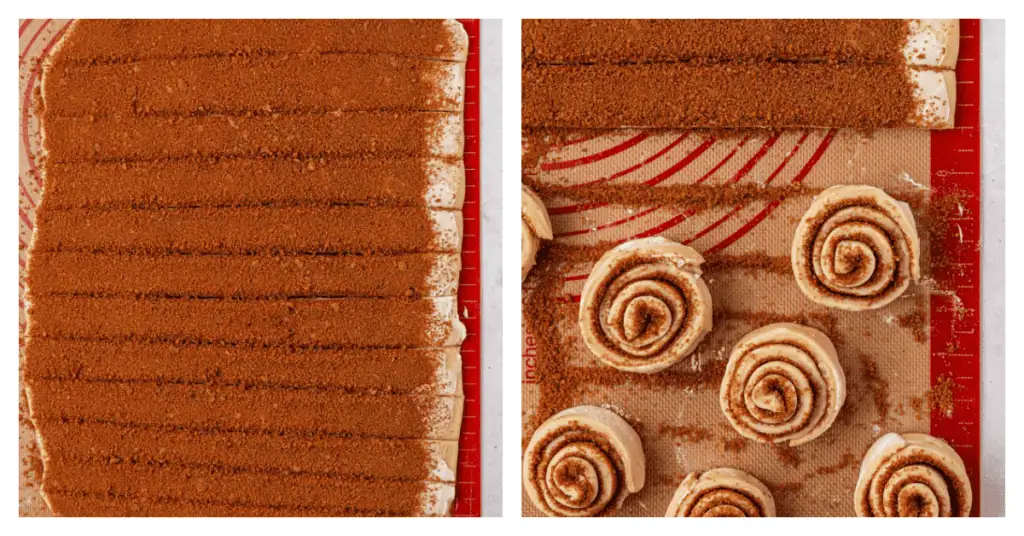 dough cut into strips and rolled up