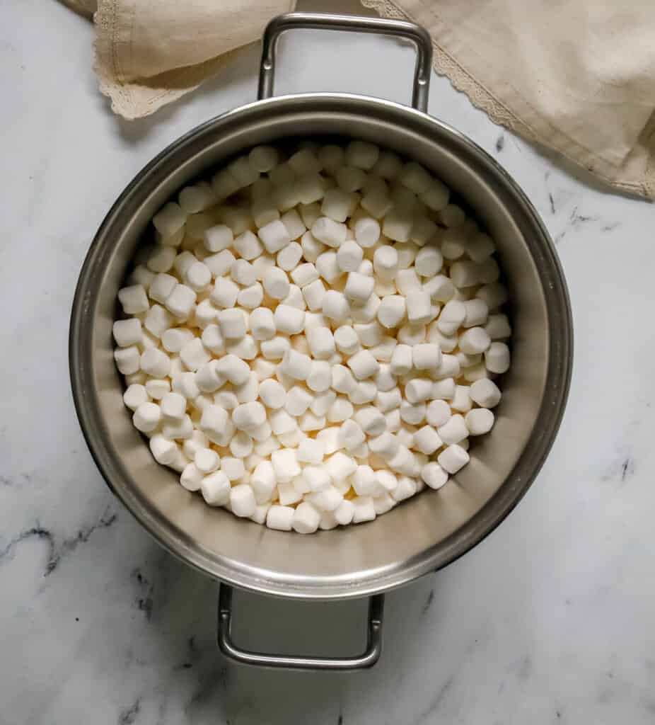 mini marshmallows in a large pot