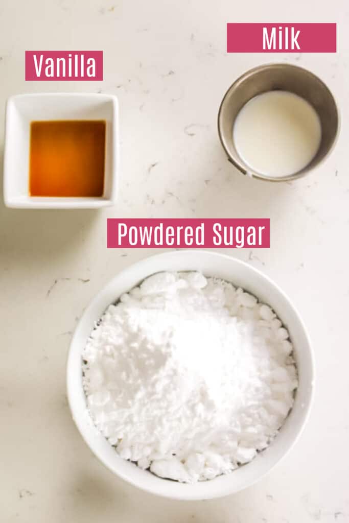 ingredients for powdered sugar icing for apple turnovers
