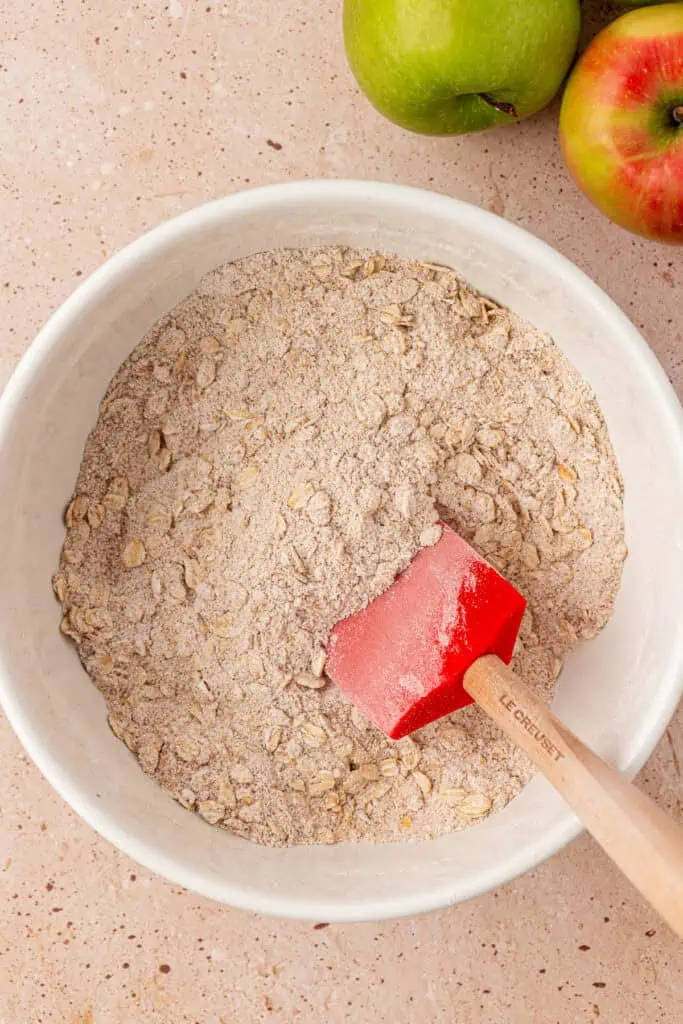 oat topping stirred together in a bowl