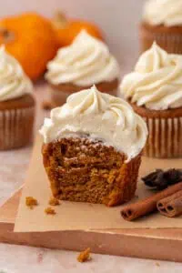 pumpkin cupcake cut in half