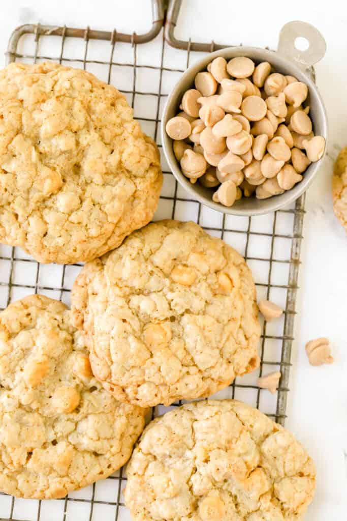 butterscotch oatmeal cookies on a wire rack