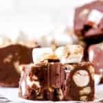 smores fudge square with bite taken out of it