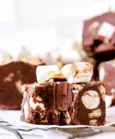 smores fudge square with bite taken out of it