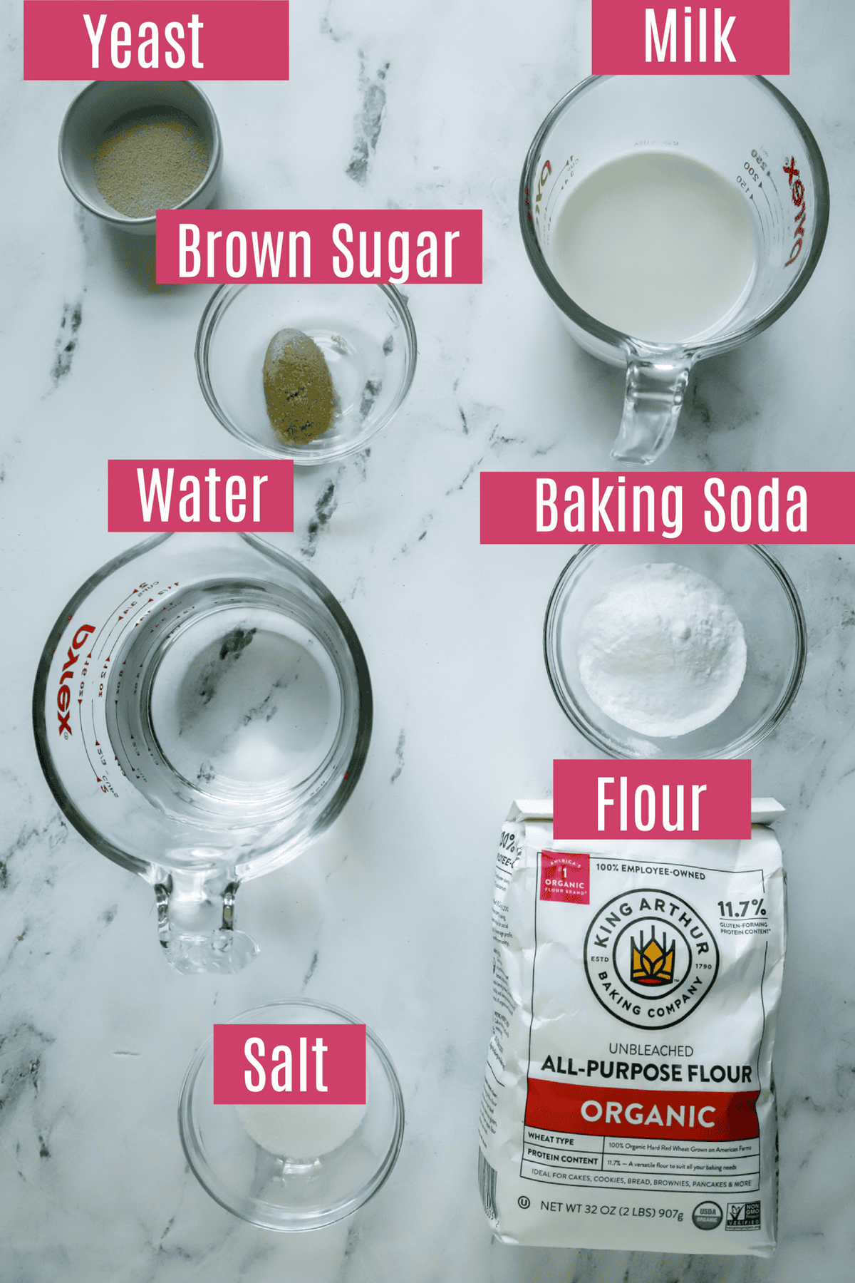 ingredients for pretzel bun recipe