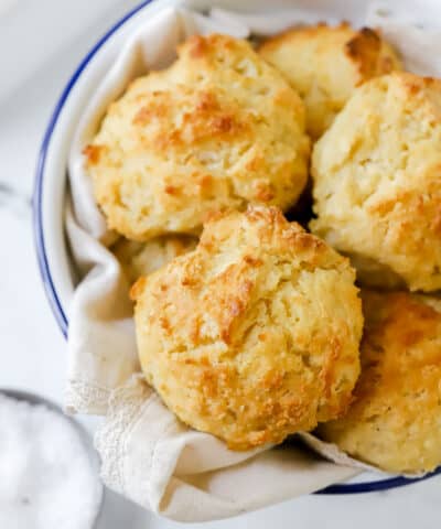 drop biscuits in bowl