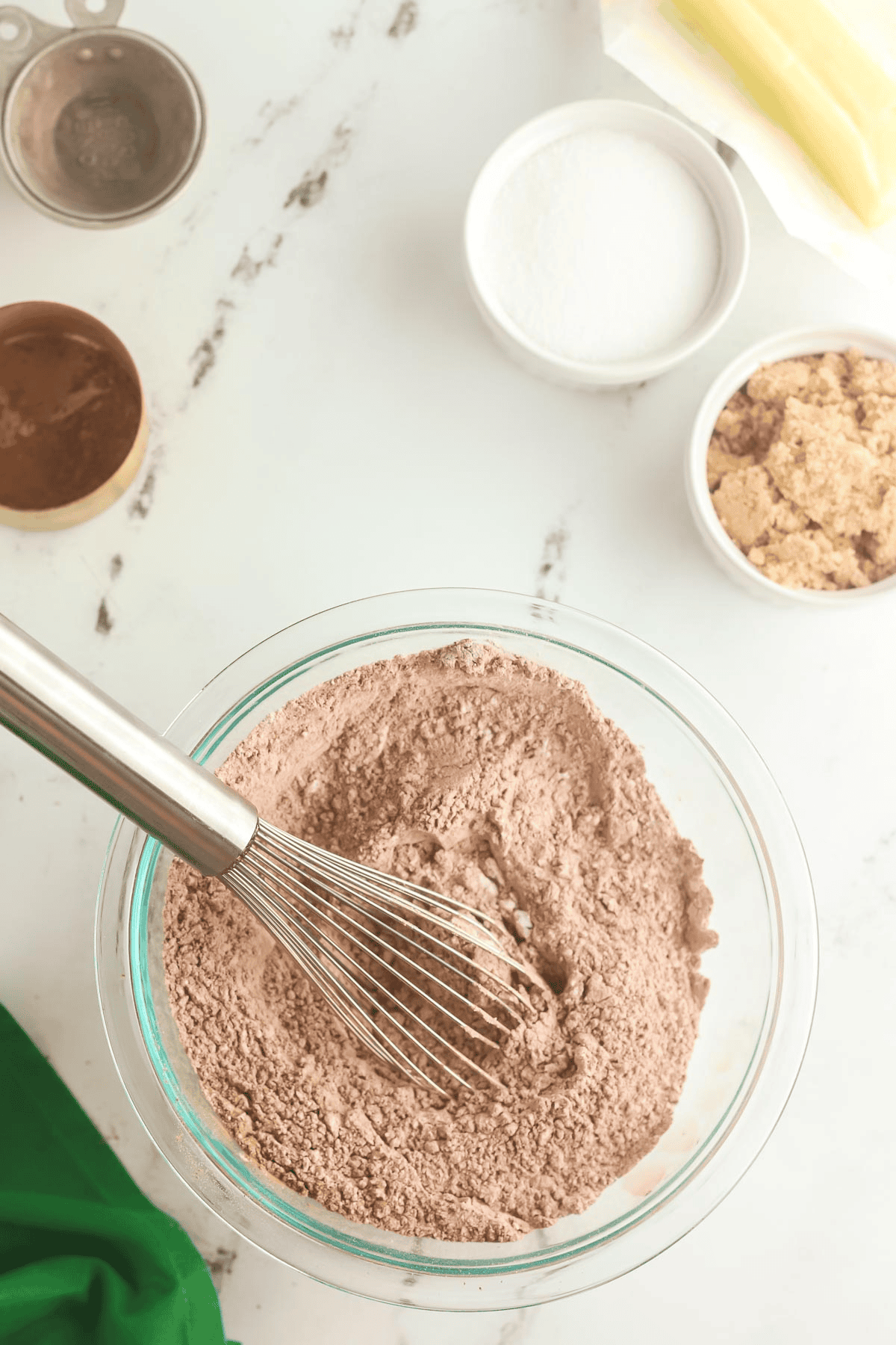 andes mint cookie dry ingredients in bowl
