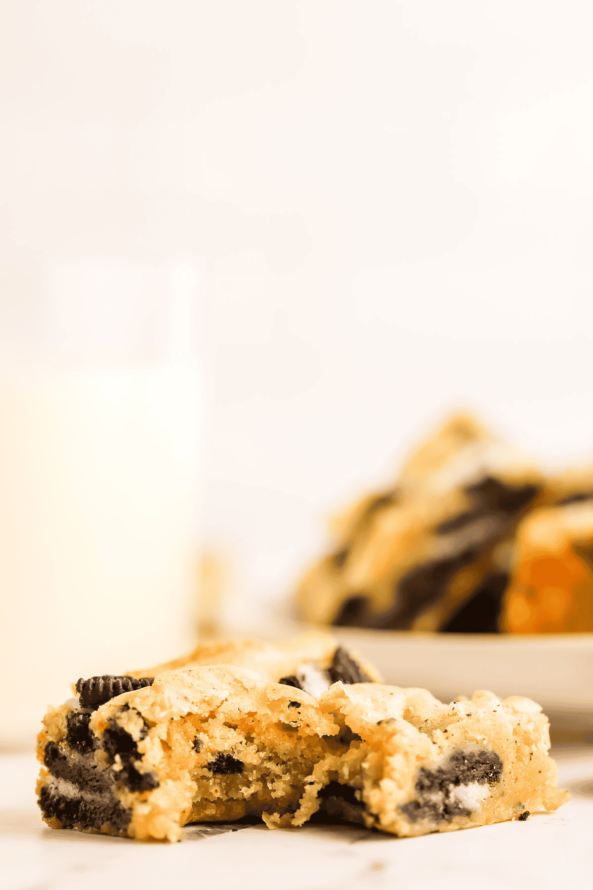 Oreo blondie with a bite taken out of it