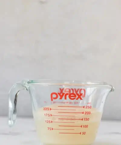 yeast activated in a liquid measuring cup