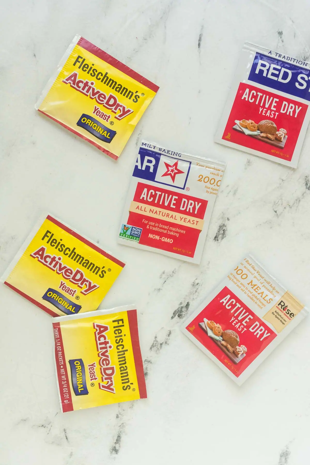 packages of active dried yeast