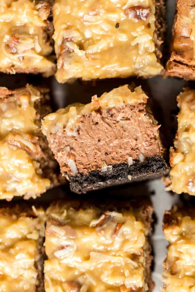 German Chocolate Cheesecake Bars