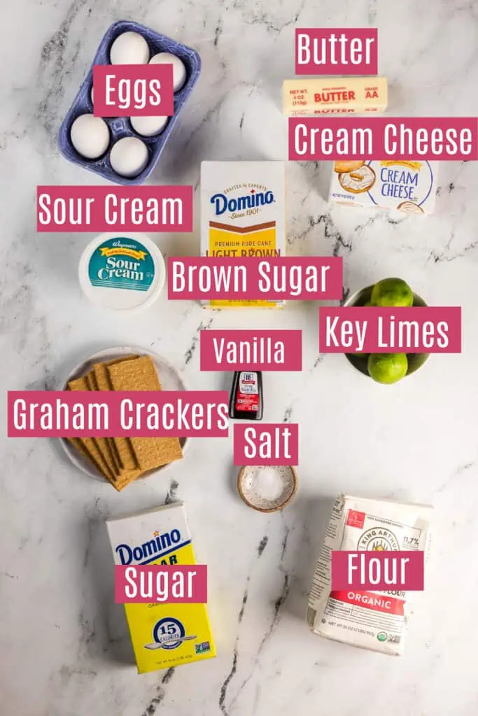 ingredients for mini key lime cheesecakes