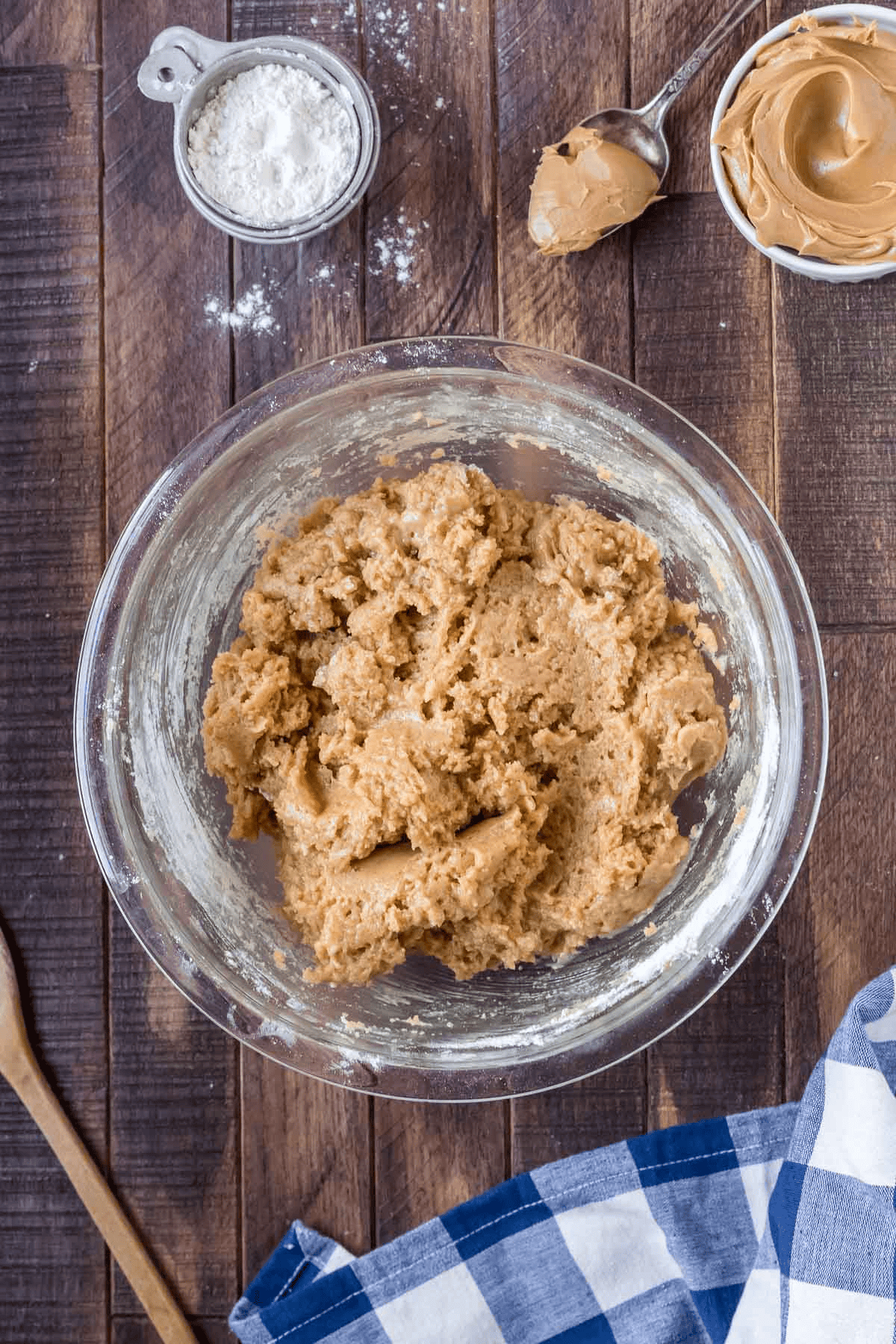 peanut butter bread batter in a bowl