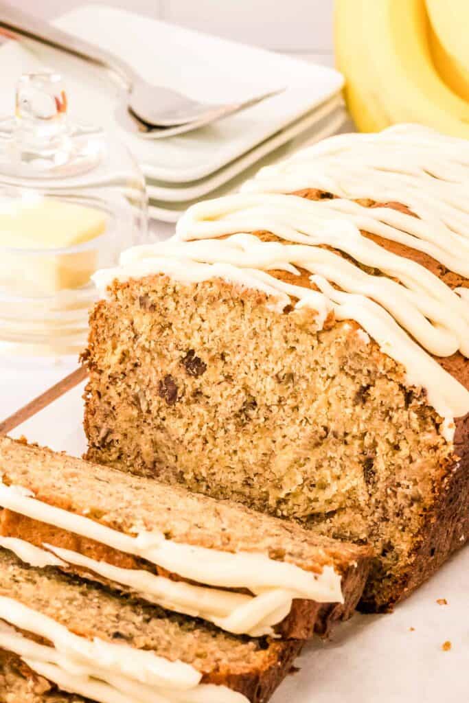 sliced bourbon banana loaf 
