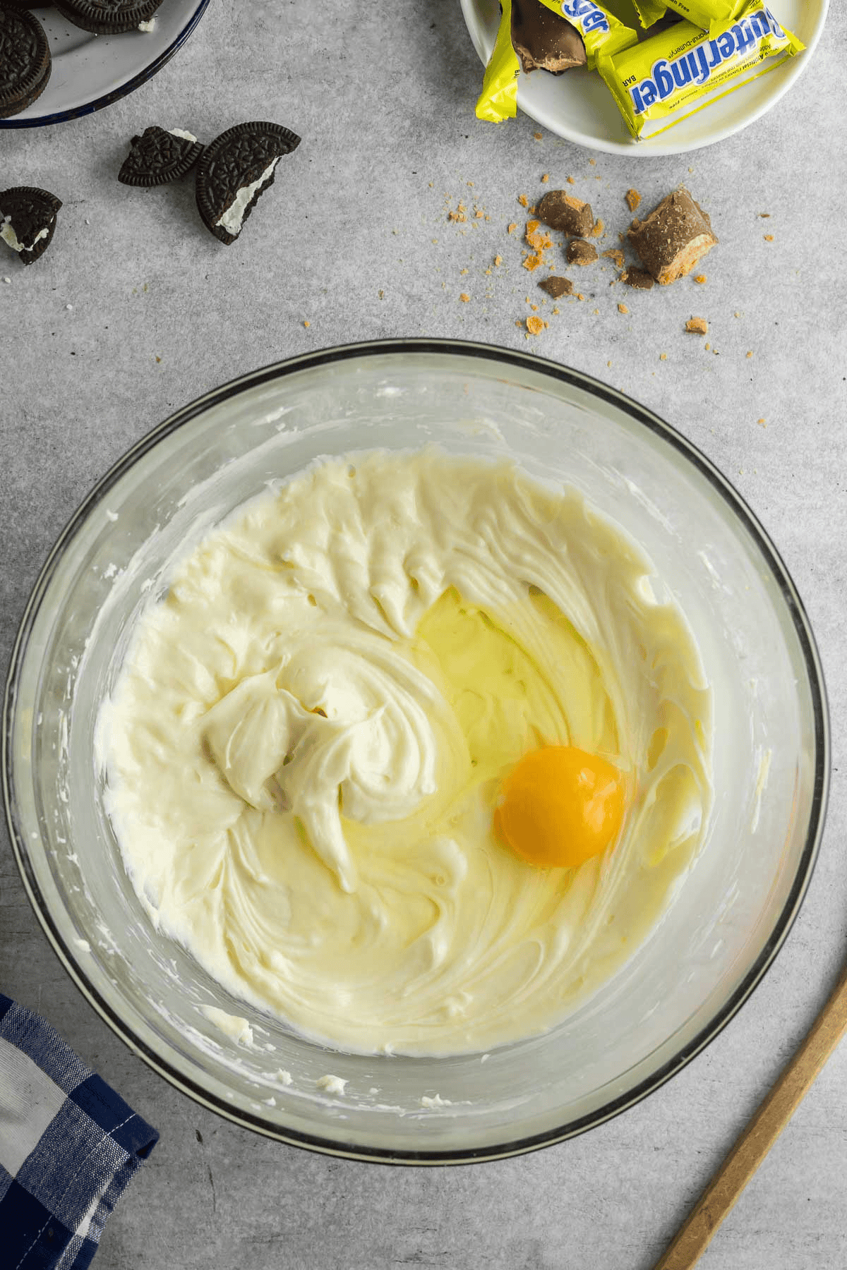 egg added to cheesecake batter