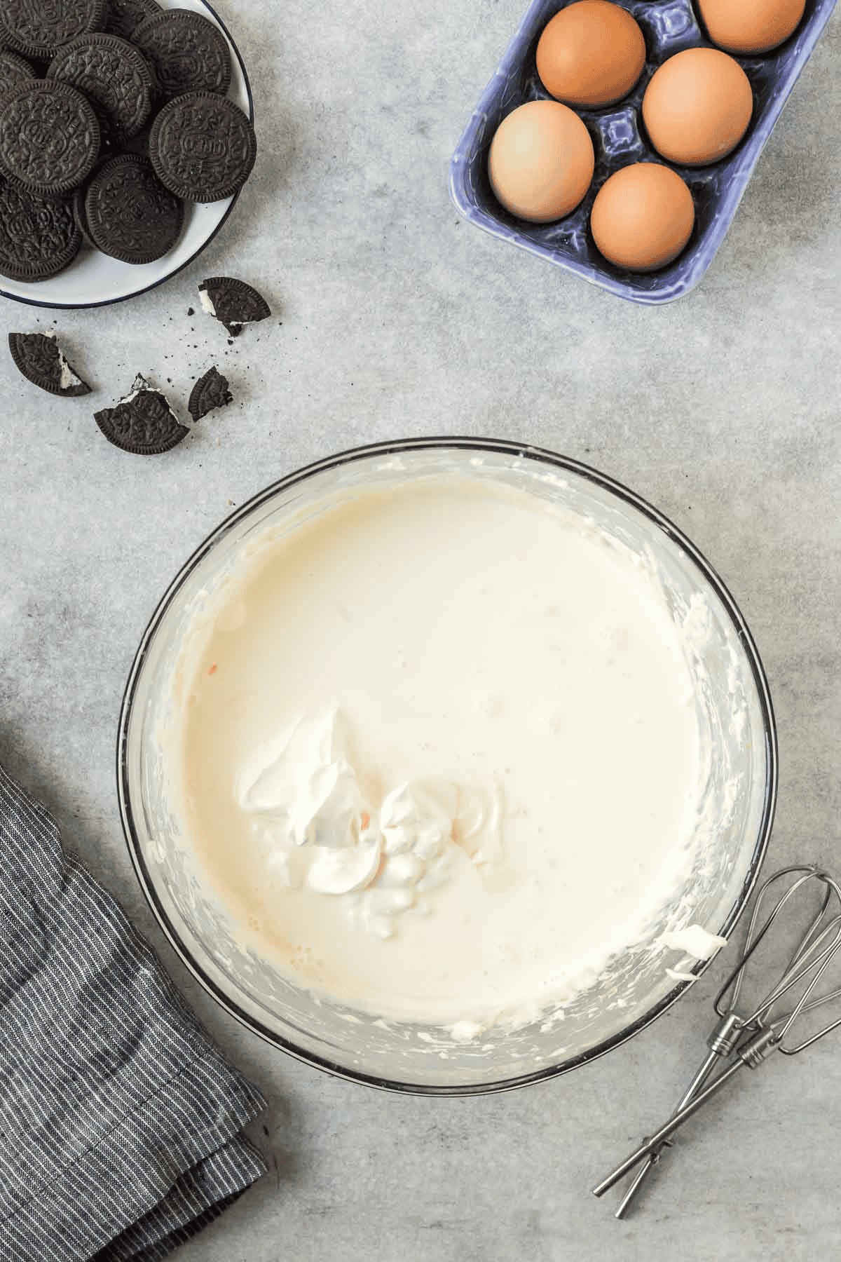 sour cream and heavy cream added to cheesecake mixture