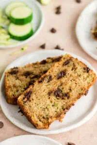 two slices of zucchini chocolate chip bread