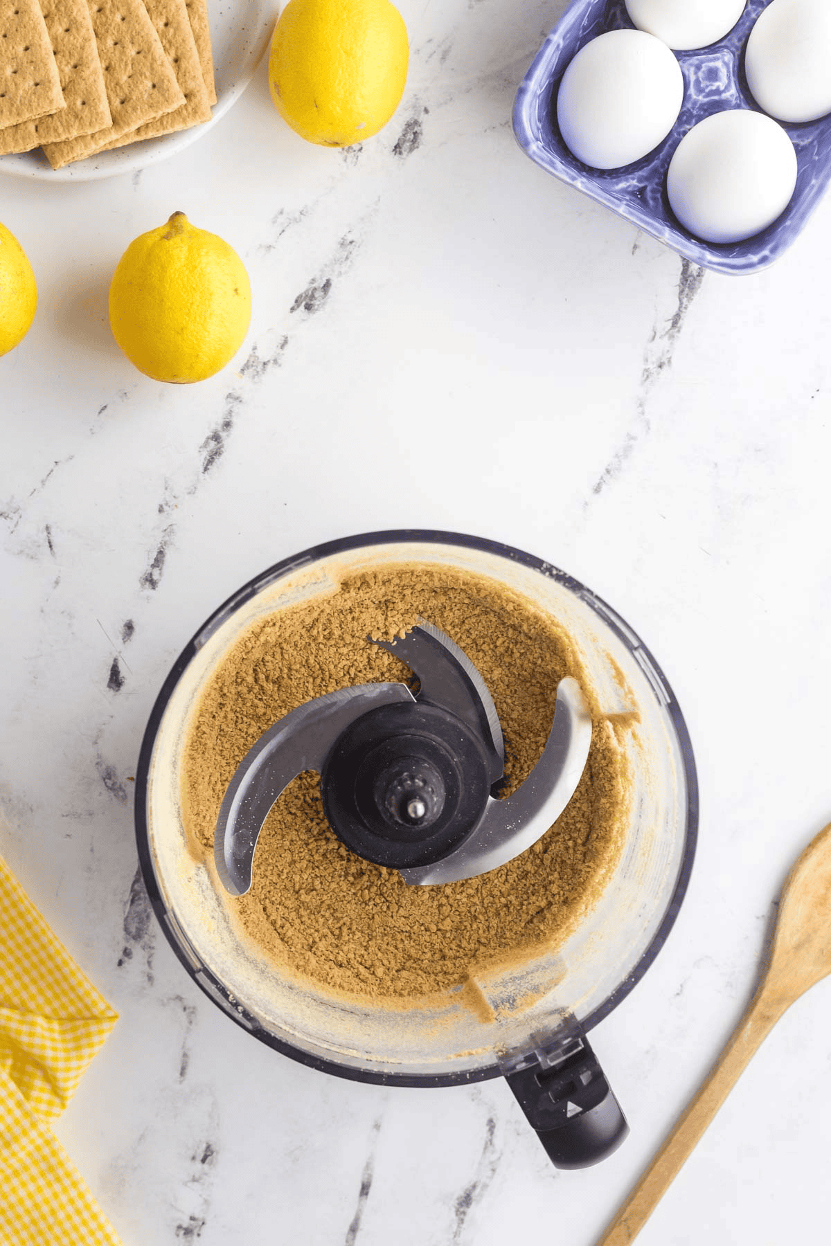 whole graham crackers pulsed into fine crumbs in a food processor