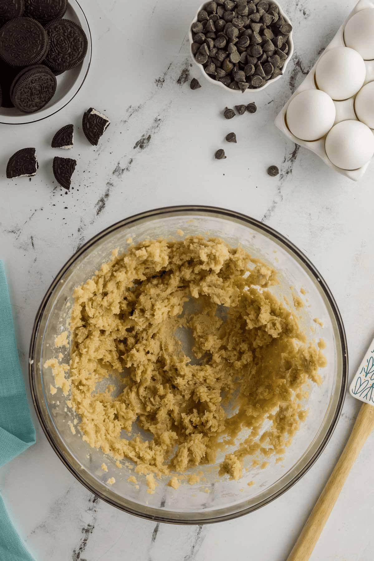 creamed butter and sugar in bowl 