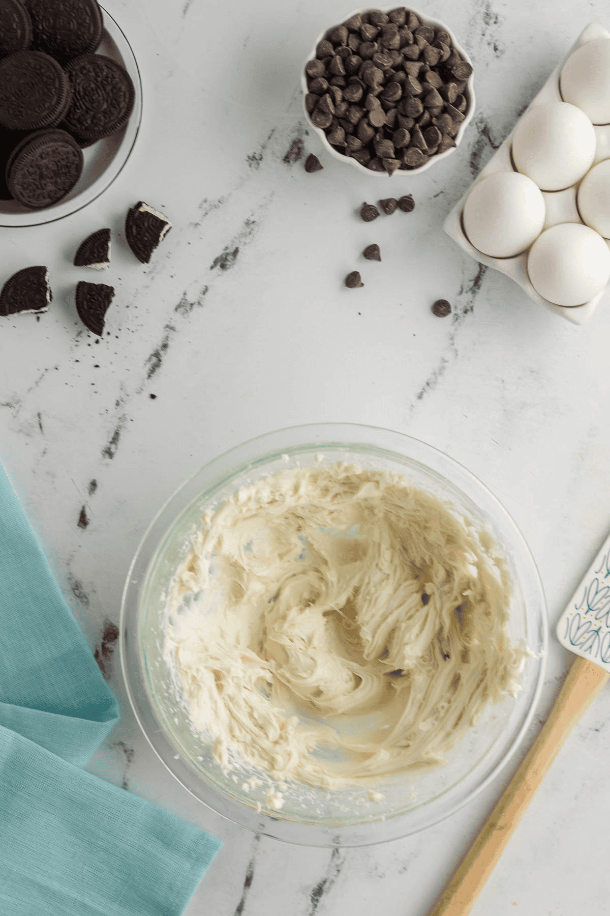 cheesecake filling in medium bowl