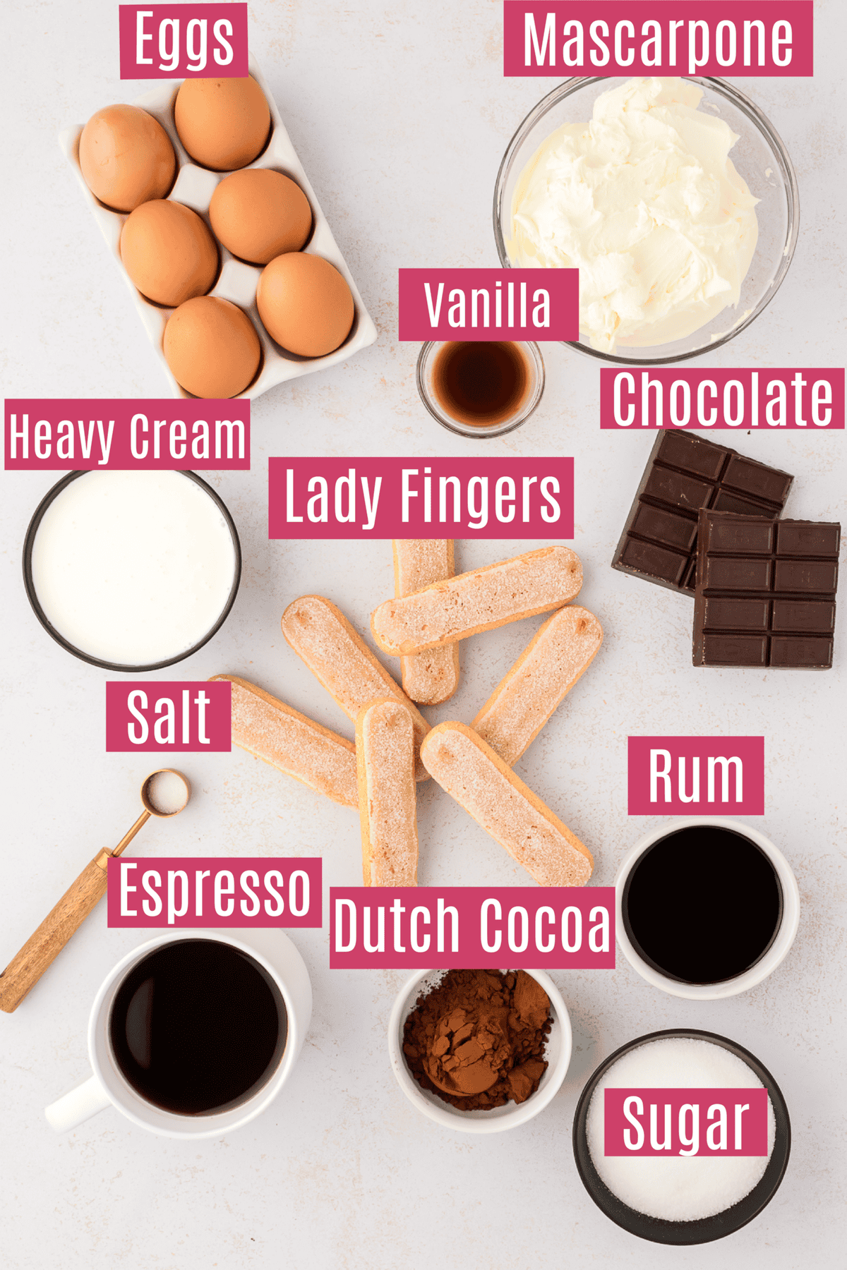 Tiramisu ingredients