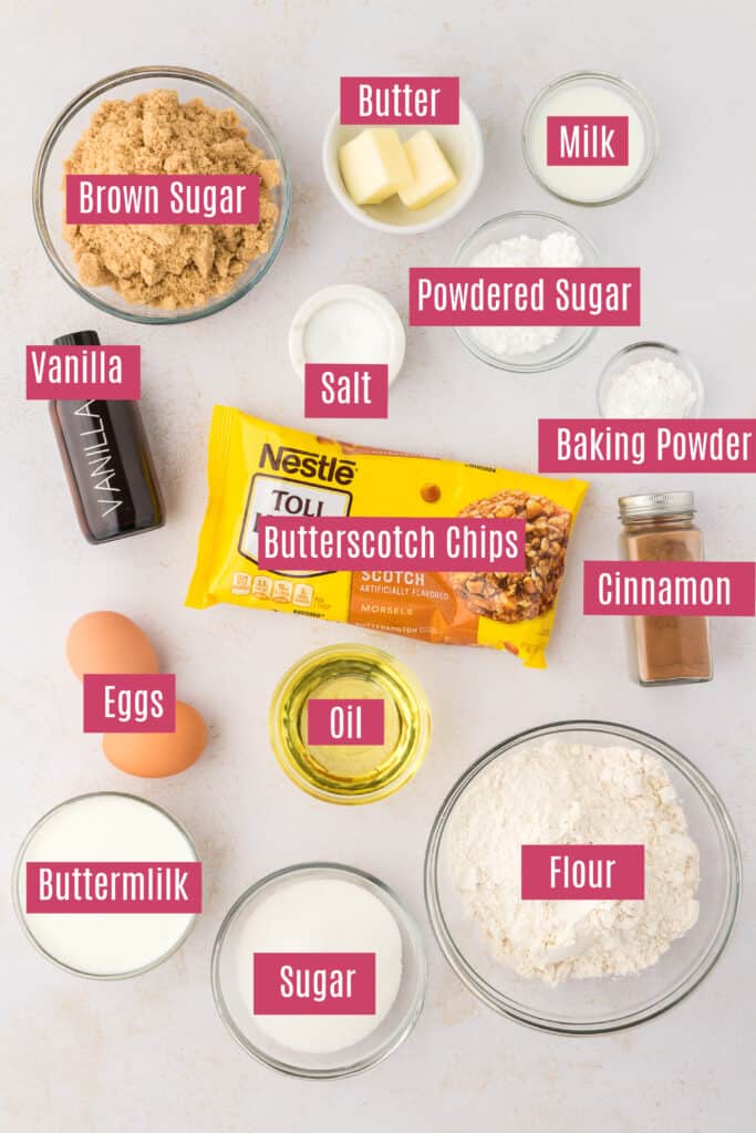 ingredients for butterscotch bread