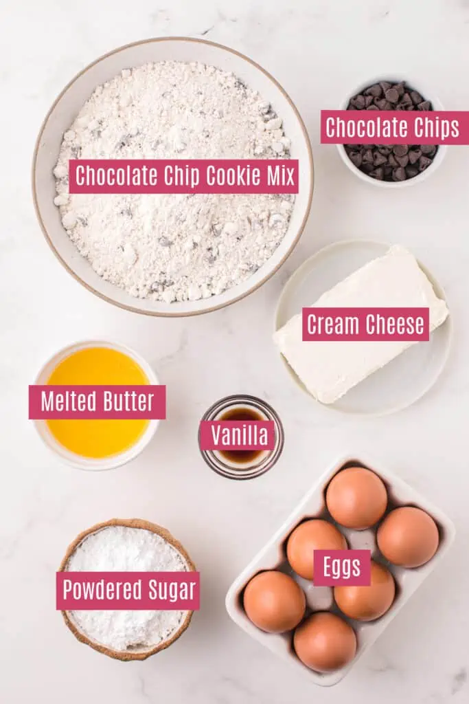 chocolate chip cheesecake bars ingredients
