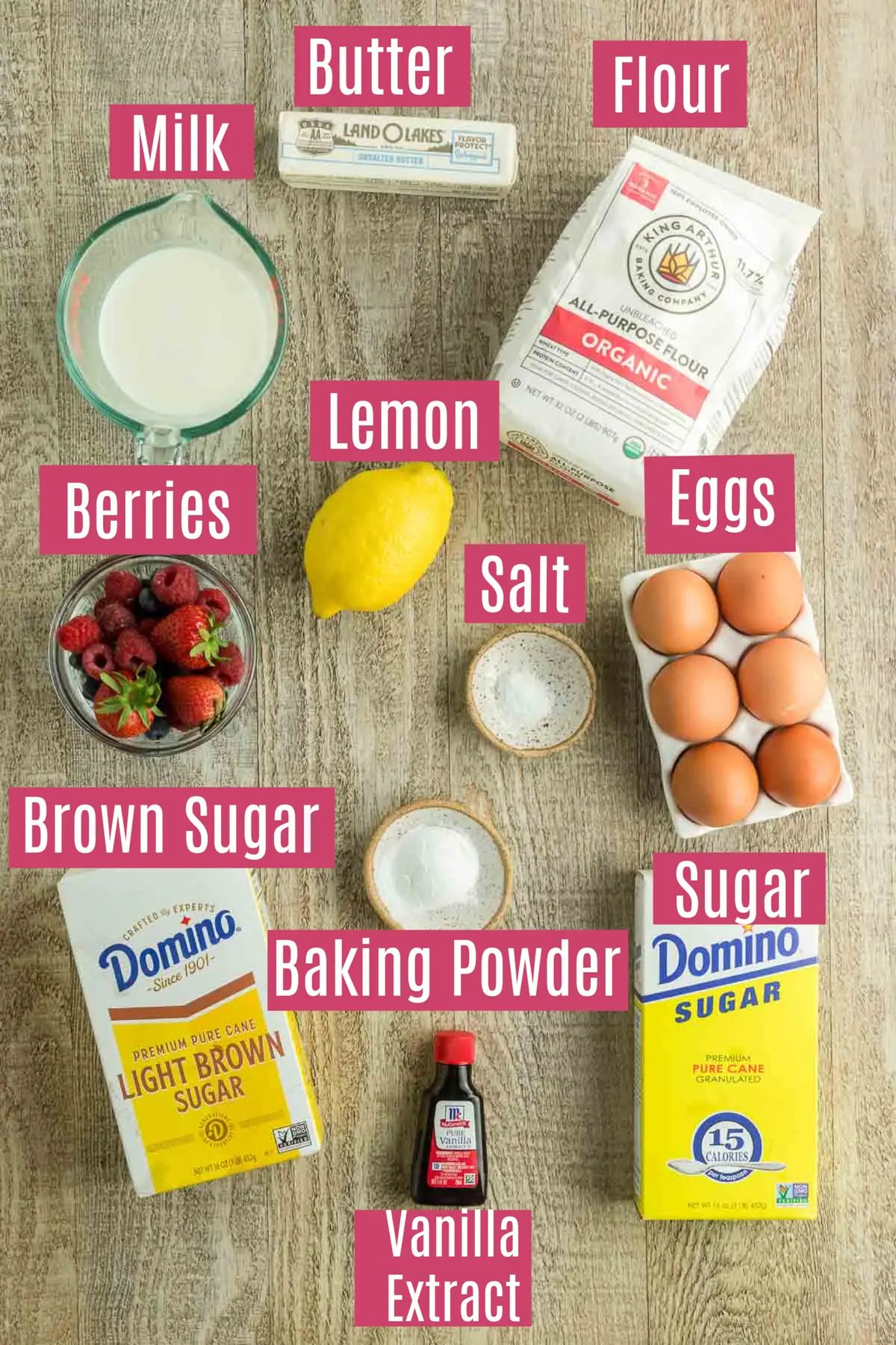 ingredients for triple berry bread