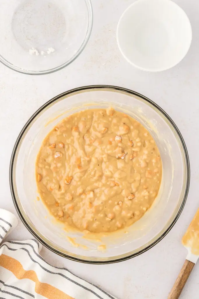 butterscotch quick bread batter in a large bowl