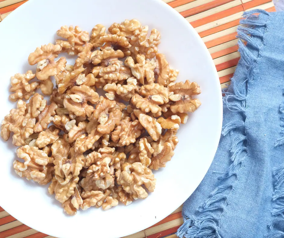 walnuts on a microwave safe plate