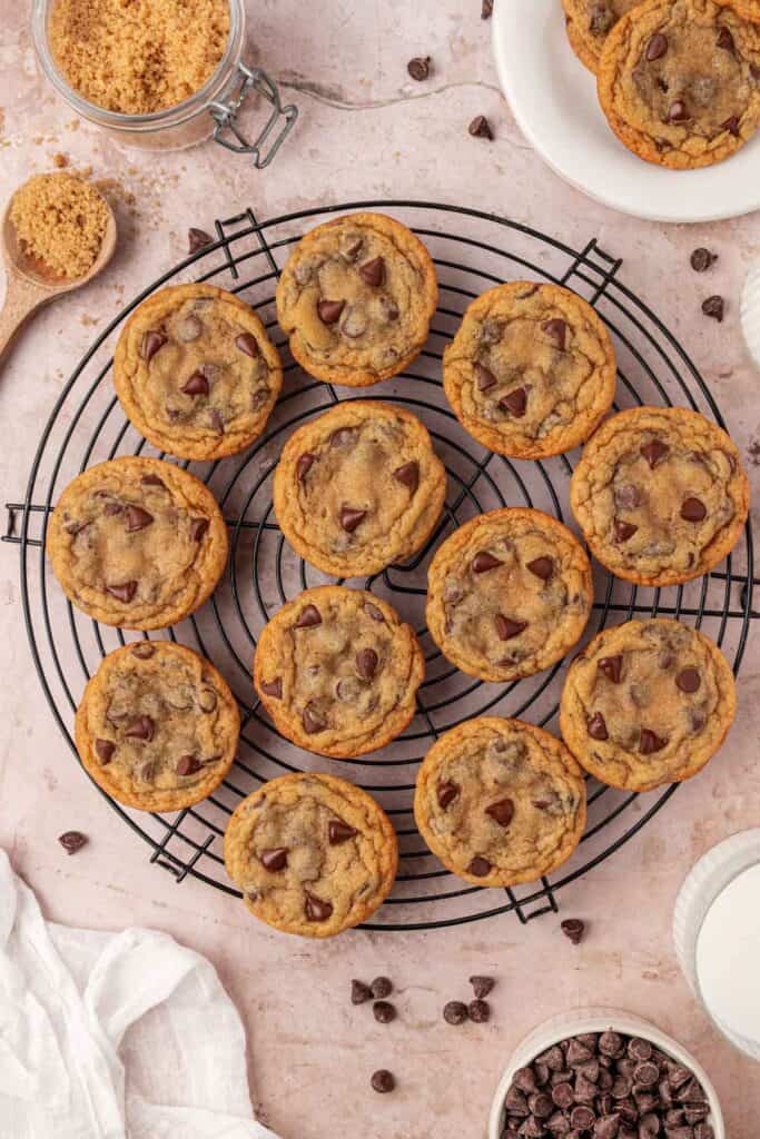 chocolate chip cookies on a wire rack