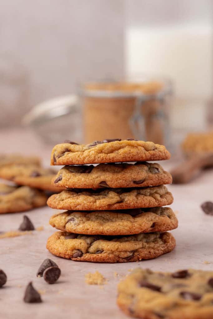 five brown sugar chocolate chip cookies