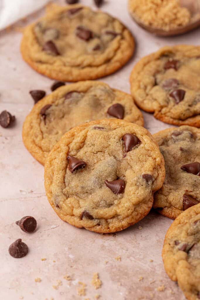 a bunch of brown sugar chocolate chip cookies 