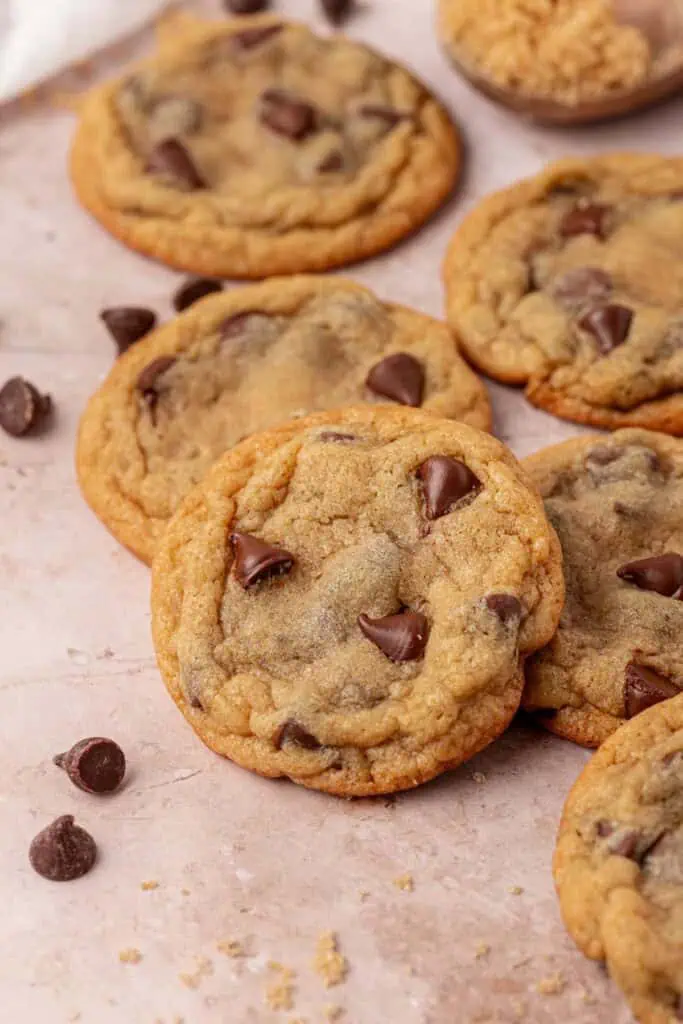 a bunch of brown sugar chocolate chip cookies