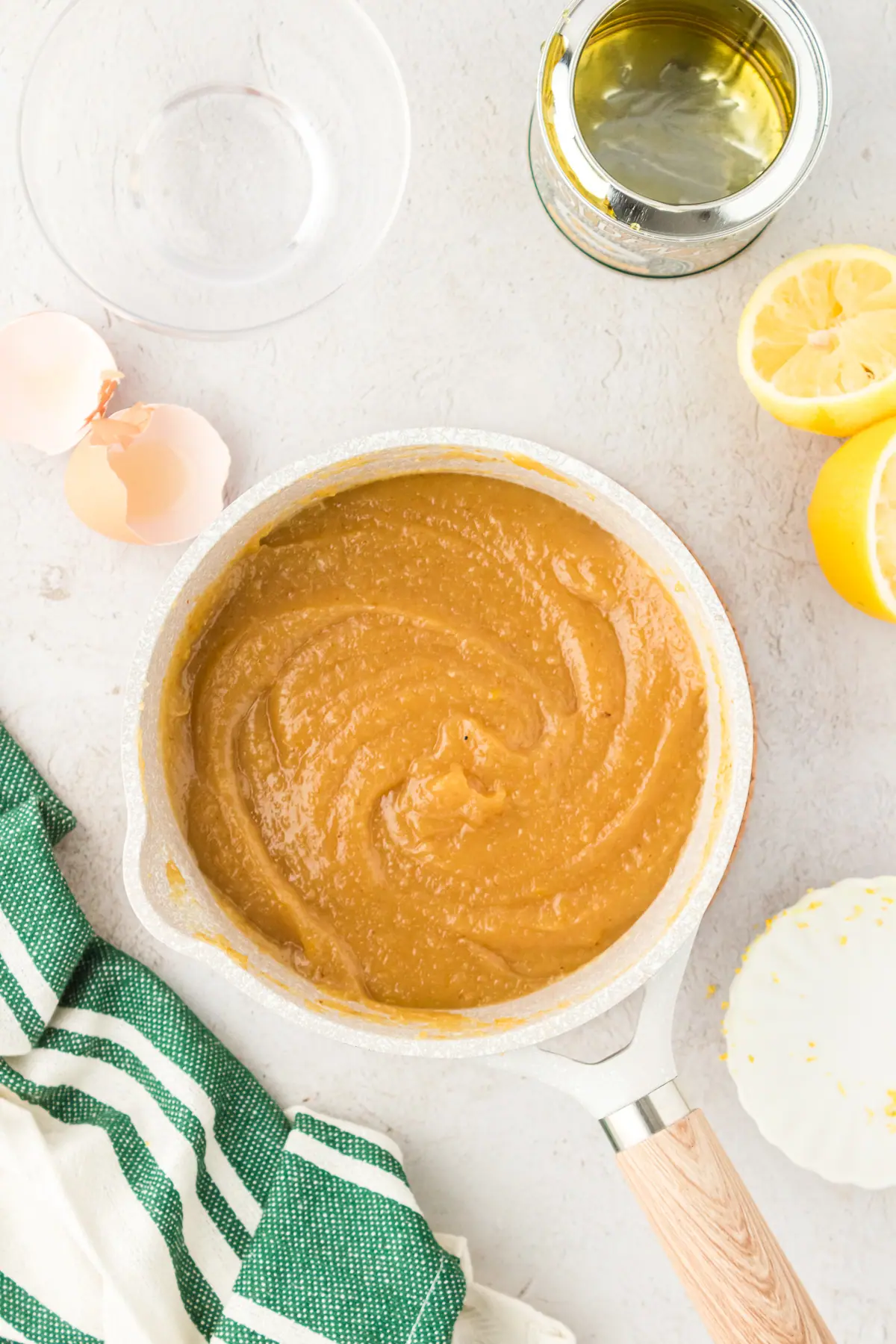 treacle tart filling in a saucepan