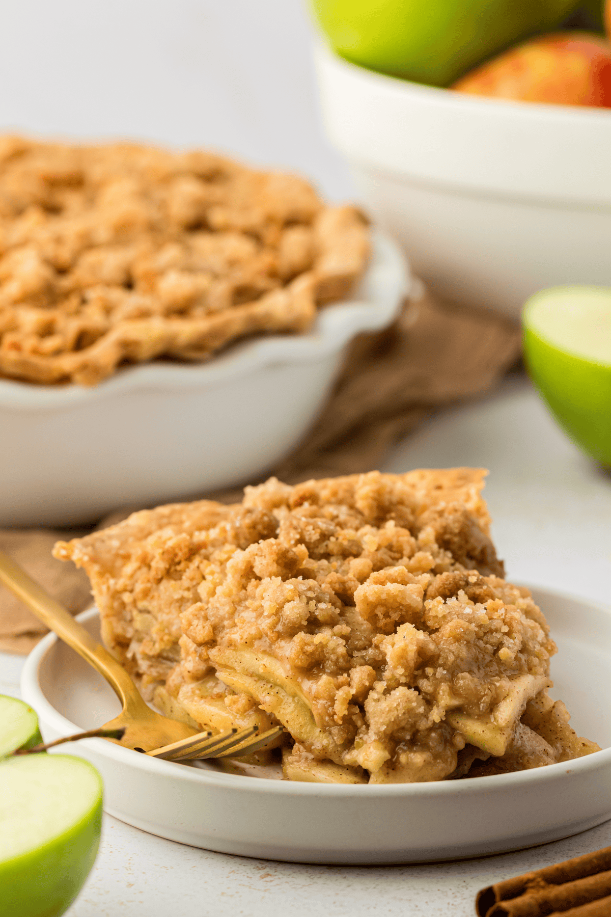 slice of dutch apple pie on plate