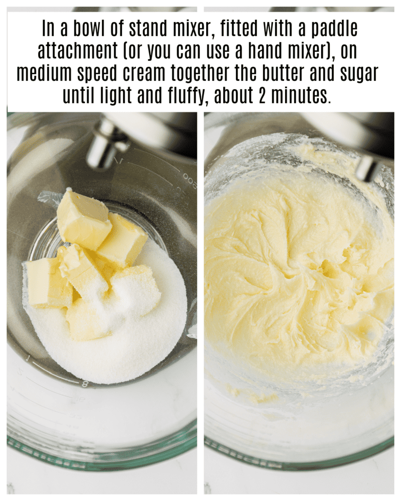 butter and sugar creamed together in stand mixer bowl
